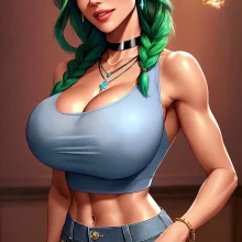 Green Hair Big Tits