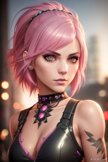 Pink Hair & Tattoo ai anime pink hair